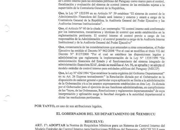 Avances en la implementación de la norma #MECIP2015 en la Gobernación de Ñeembucú