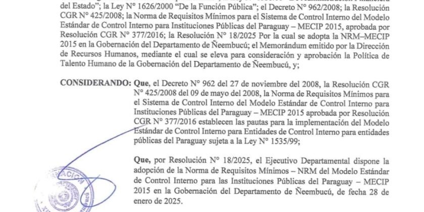 Fortaleciendo la gestión del talento humano en la Gobernación de Ñeembucú